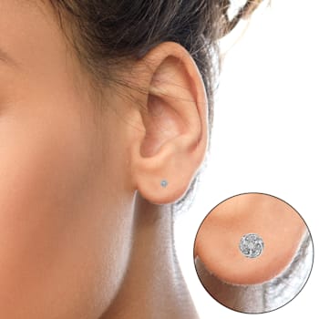 Sterling Silver 1/4ctw Round Diamond Spiral Halo Cluster Stud Earrings