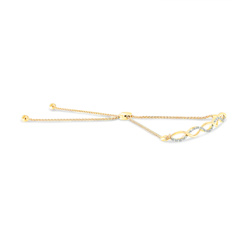 Diamond Infinity 14K Yellow Gold Over Sterling Silver Bolo Bracelet