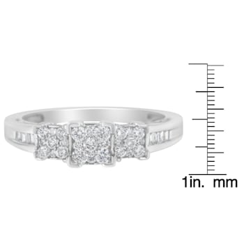 10K White Gold 1/2ctw Mixed Shape Diamond 3 Square Ring (H-I Color,
SI2-I1 Clarity)