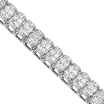 14K White Gold 3.0ctw Princess Cut Quad Invisible Set Tennis Bracelet