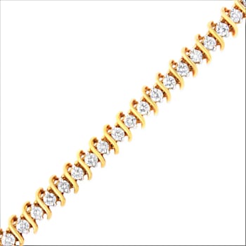 18K Yellow Gold 5.0ctw AGS Certified "S" Link Wrapped Round
Brilliant Diamond Tennis Bracelet