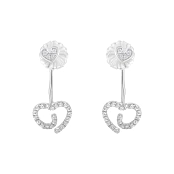 .925 Sterling Silver 1/4 Cttw Diamond Swirl Heart Front/Back Earrings
(I-J Color, I2-I3 Clarity)