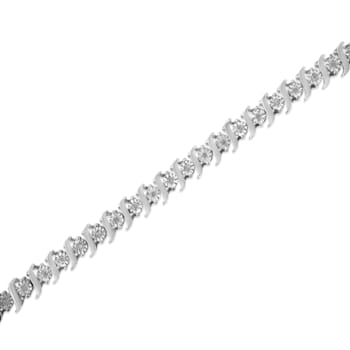 Sterling Silver .25ctw Diamond Miracle-Set "S" Link Tennis Bracelet