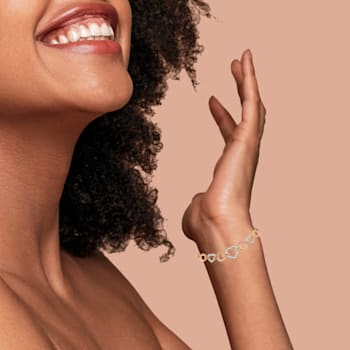 14K Rose Gold Plated Sterling Silver Diamond Accent Link Adjustable
6”-10” Bolo Bracelet (I-J, I3)