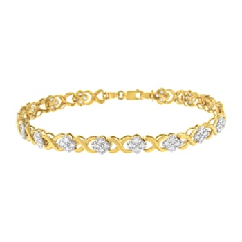10K Yellow Gold Over Sterling Silver 1.0ctw Diamond Cluster X Link
Tennis Link Bracelet
