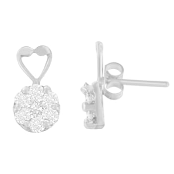 14K White Gold 1 1/4ctw Round Cut Diamond Earrings