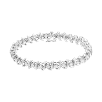 Sterling Silver 3.0ctw Diamond "S" Link Bracelet
