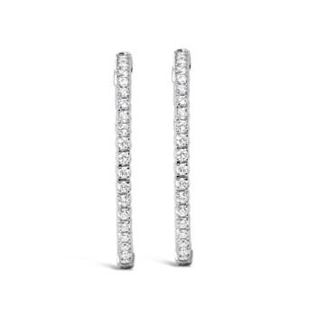 14K White Gold 1 3/4 Cttw Lab Grown Diamond Inside Out Hoop Earrings
(G-H Color, VS2-SI1 Clarity)