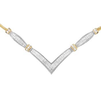 14K Two-tone Gold 2.0ctw Mixed Cut Diamond 'V' Shape Necklace (H-I
Color, SI2-I1 Clarity) - 18"