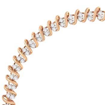 14K Rose Gold Over Sterling Silver 2.0ctw Diamond S Link Tennis Bracelet