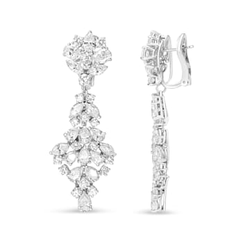 18K White Gold 9 1/2 Cttw Diamond Cluster Drop Dangle Earrings (F-G
Color, VS1-VS2 Clarity)