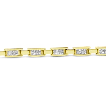 14K Yellow Gold 2.0ctw Princess-Cut Diamond Links of Love Bracelet