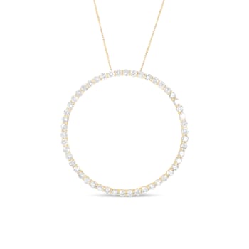 10K Yellow Gold Over Sterling Silver 4ctw Diamond Circle Hoop Necklace
(J-K Color, I1-I2 Clarity)
