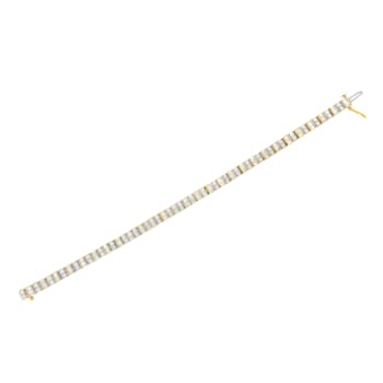 10K Yellow Gold 4.0ctw Alternating Baquette and Round Diamond 7"
Tennis Bracelet