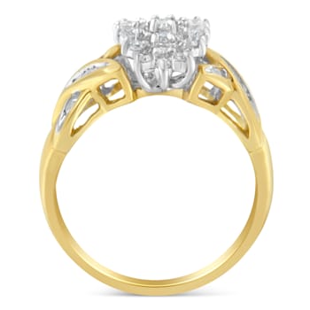 10K Two-Toned Round Baguette Diamond Cluster Ring (1/2 Cttw, I-J Color,
I2-I3 Clarity)