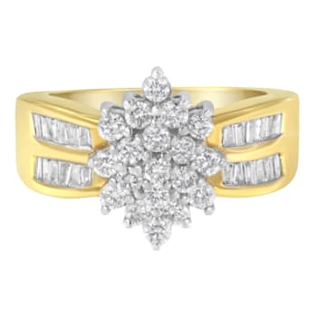10K Yellow Gold 1.0ctw Marquise Composite Diamond Cluster Cocktail Ring
(H-I Color, SI2-I1 Clarity)