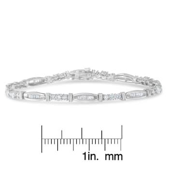 10K White Gold 3.0ctw Geometric Pattern Diamond Tennis Bracelet