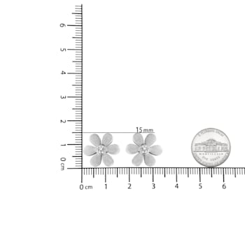 Matte Finished Sterling Silver Diamond Accent Flower Stud Earring (I-J
Color, I1-I2 Clarity)