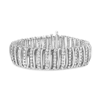 Sterling Silver 8.50ctw Diamond 7 Row Chevron "S" Curved Link
Tennis Bracelet