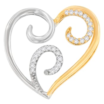 10K Two-Toned Gold 1/10ctw Round Diamond Swirl Heart Accent Pendant
w\chain (H-I, I1-I2)