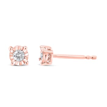 0.10ctw Round Brilliant-Cut Diamond 10K Rose Gold Over Sterling Silver
Stud Earrings