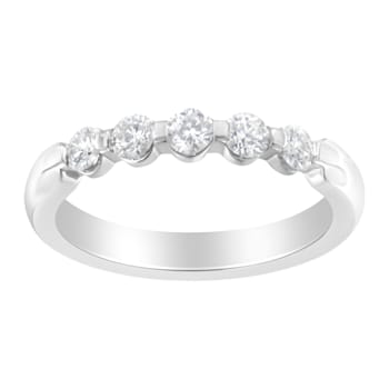 14K White Gold 1/2ctw Diamond 5-Stone Band Ring (H-I Clarity, SI2-I1 Color)