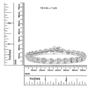 Sterling Silver .25ctw Round-Cut Diamond "X" Link Bracelet
