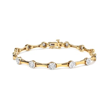 10K Yellow Gold Over Sterling Silver 1.0 Cttw Miracle Set Diamond Bezel
Style Station Link Bracelet