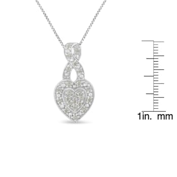 Sterling Silver 1/3ctw Diamond Awareness Ribbon Halo Heart 18"
Pendant w\chain