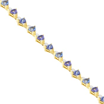 14K Yellow Gold 8.30ctw Round-Cut Diamond and Tanzanite Bracelet