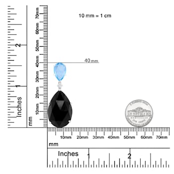 18K White Gold Pear Cut Blue Topaz and Black Onyx Gemstone with Diamond
Accent Dangle Drop Pendant