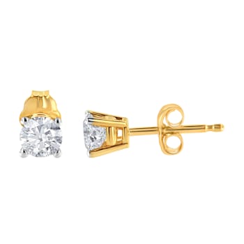 14K Yellow Gold 1/2 Cttw Round-Cut Diamond Solitaire Stud Earrings (O-P
Color, SI2-I1 Clarity)