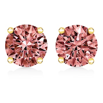 0.50ctw Brilliant Cut Lab Grown Pink Diamond Classic Solitaire 14K
Yellow Gold Earrings