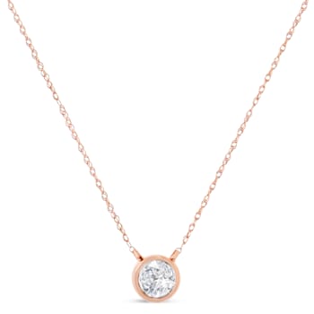 10K Rose Gold AGS Certified 1/5ctw Diamond Solitaire 16-18"
Necklace (I-J Color, VS1-VS2 Clarity)