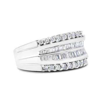 14K White Gold 1.00ctw Mixed Shape Diamond Modern Band Ring (H-I Color,
SI2-I1 Clarity) Size 7