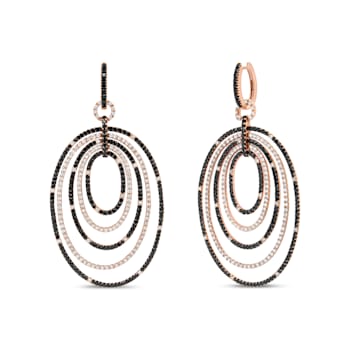 18K Rose Gold 5.00 Cttw Round Black and White Diamond Graduated Hoop
Dangle Earrings