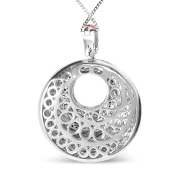 Sterling Silver Red Enamel and 1/2 Diamond Endless Swirl Medallion
18" Pendant Necklace