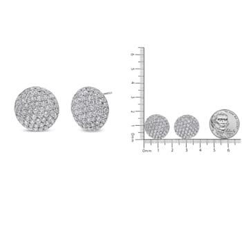 18K White Gold 3 1/2ctw Shared Prong Set Diamond Cluster Composite Disc
Stud Earrings