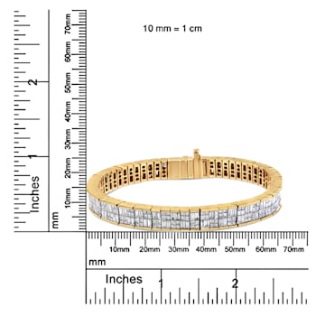 14K Yellow Gold 8 5/8ctw Baguette and Princess Cut Diamond Eternity Bracelet