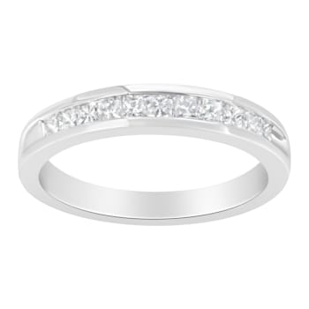 Sterling Silver 1/2ctw Princess-Cut Diamond Channel-Set Ring (H-I Color,
I2 Clarity)