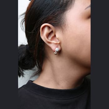 18K Rose Gold Pave Round Diamonds Chain Huggie Earrings