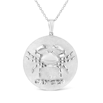 .925 Sterling Silver Diamond Accent Cancer Zodiac Design 18"
Pendant Necklace Medallion
