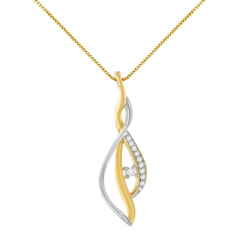 10K Two-tone Gold Over Sterling Silver Diamond Pendant w\chain(1/10ctw,
J-K Color, I2-I3 Clarity)