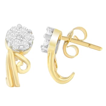14K Yellow Gold 1/2ctw Round Cut Diamond Earrings