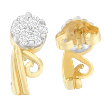 14K Yellow Gold 1/2ctw Round Cut Diamond Earrings