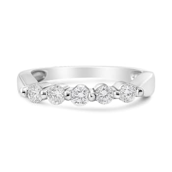 14K White Gold 1/2ctw Round-Cut 5-Stone Diamond Ring (H-I Color, SI1-SI2 Clarity)