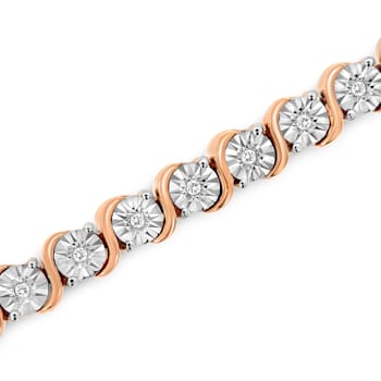 14K Rose Gold Over Sterling Silver 1/4 Cttw Diamond "S" Tennis Bracelet