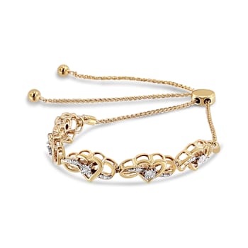 14K Yellow Gold Over Sterling Silver 1/10ctw Diamond Infinity Shaped
4”-10” Adjustable Bolo Bracelet