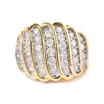 10 Yellow Gold 2.00ctw Diamond Multi Row Band Ring (I-J Color, I1-I2 Clarity)