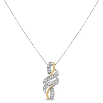 0.05ctw Diamond Swirl 10K Yellow Gold Over Sterling Silver Necklace